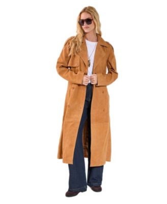 Women's Real Suede Trench Coat