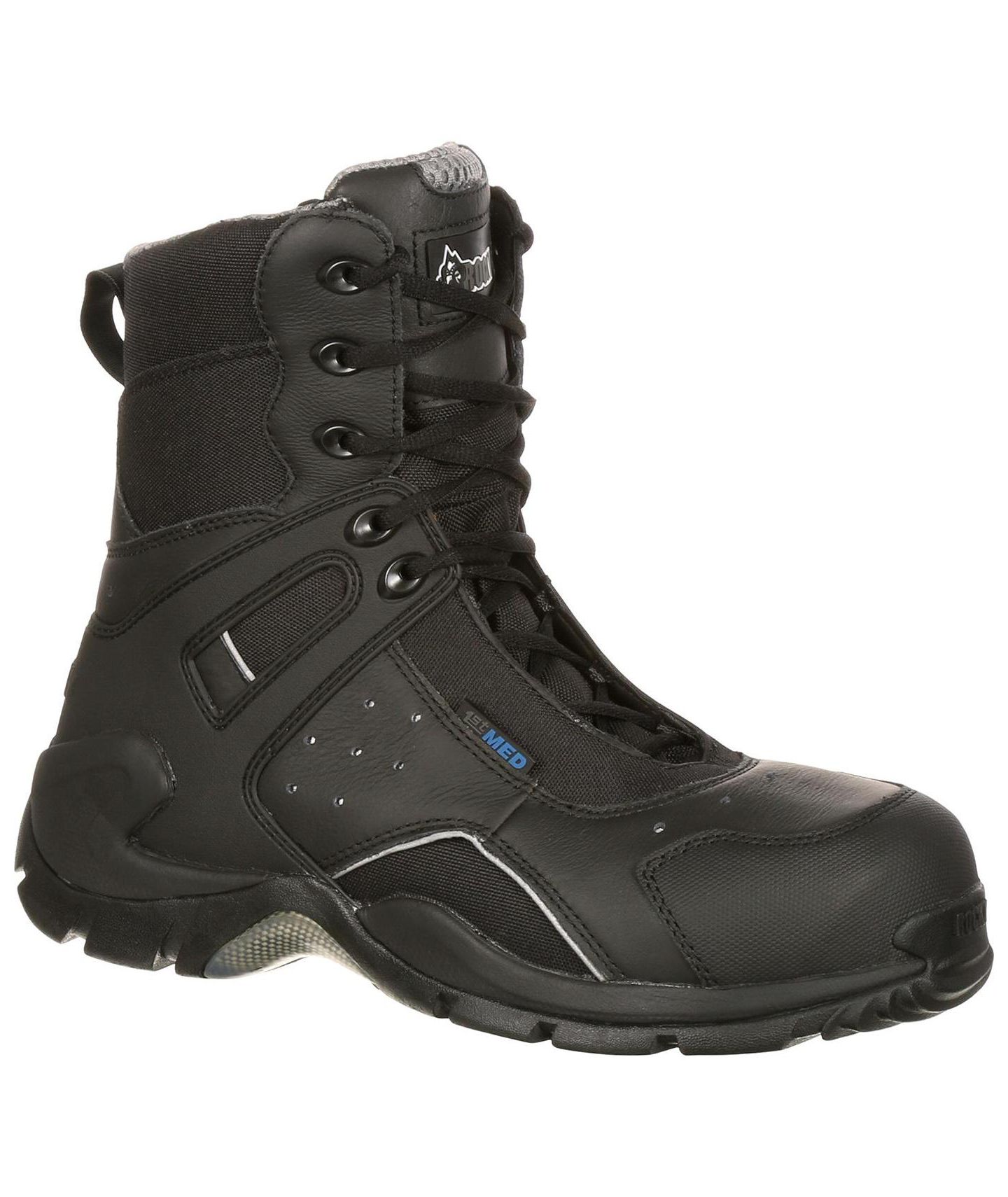 Мужские ботинки ROCKY 1st Med Carbon Fiber Toe Puncture-Resistant Side-Zip Waterproof Public Service Boot, цвет: Чёрный — фото 1