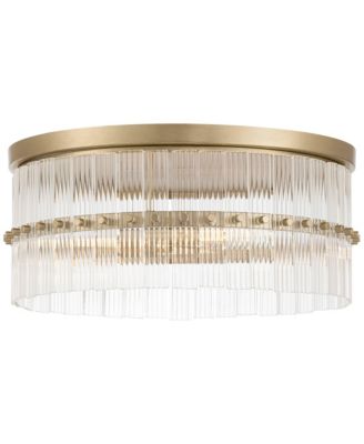 Possini Euro Emerson 15" Wide Matte Brass Glass 3-Light Ceiling Light