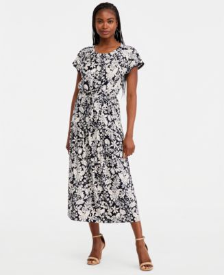 Nautica Women's Tiered Floral Midi Dress - Night Sky Multi
