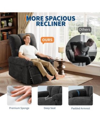 Recliner Chair, 360 Swivel Rocker Glider Nursery Chair with Padded Armrest and Deep Seat, Chenille Upholstered Reclining Sofa Chair.