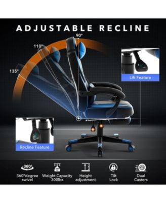 Gaming Chair, Computer Chair with Massage Lumbar Support and Footrest Height Adjustable Ergonomic with 360-Swivel Seat and Headrest.