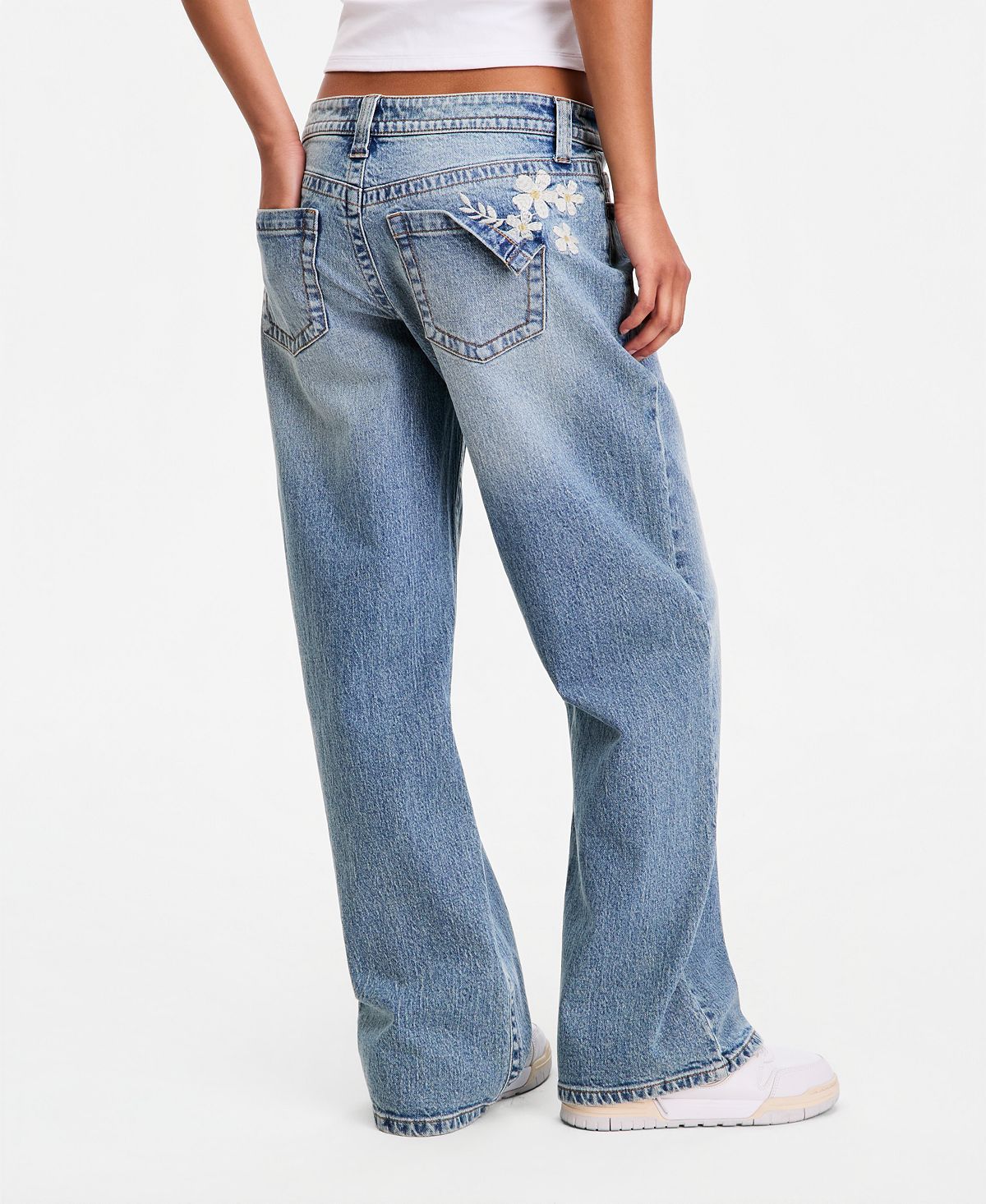 Celebrity Pink Juniors' Low Rise Baggy Embroidered Straight Leg Jean view 8 — MAYCSS fashion products