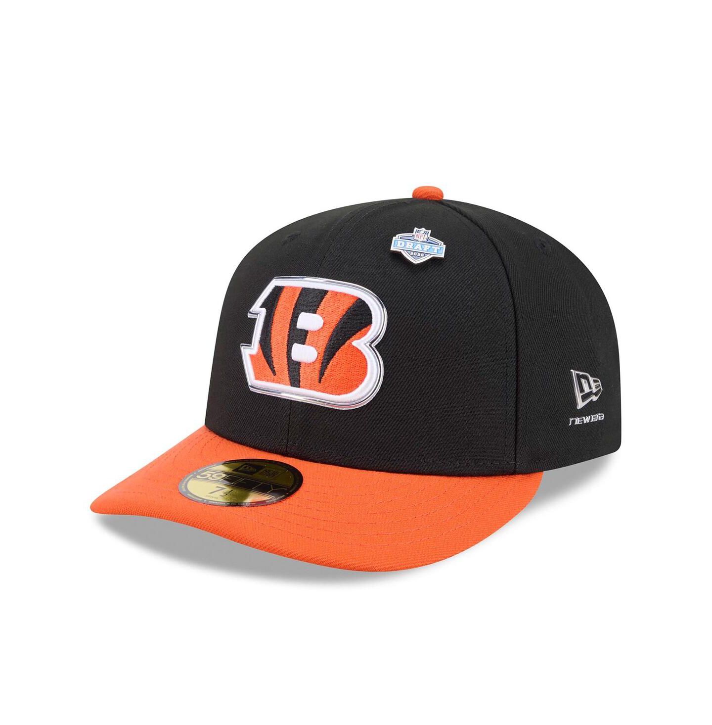 Мужская кепка New Era Black/Orange Cincinnati Bengals 2026 NFL Draft Pre-Curved 59FIFTY Fitted Hat — фото 1