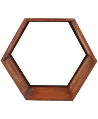 Indoor/Outdoor Heavy-Duty Steel Hexagon Honeycomb Fire Pit or Fireplace Firewood Log Rack Holder - 30" - Oxidized Rust Finish