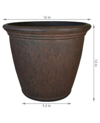 Weather-Resistant Double-Walled Anjelica Outdoor Flower Pot Planter - 15.25"