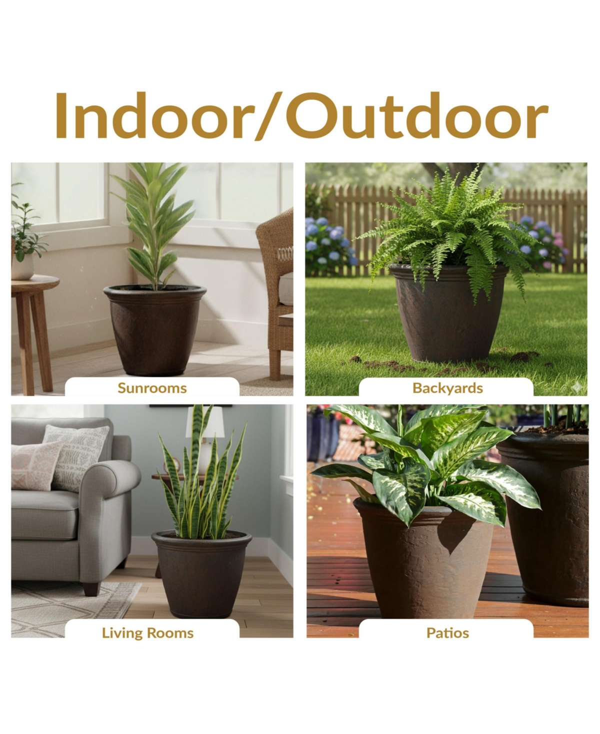 Anjelica 15.25" Double-Walled Polyresin Outdoor Planter Pot - Uv-Resistant Rust Finish