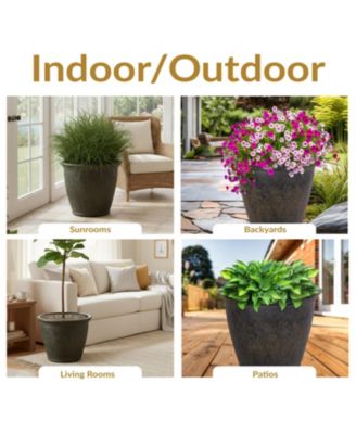 Indoor/Outdoor Patio, Garden, or Porch Weather-Resistant Double-Walled Anjelica Flower Pot Planter - 24"