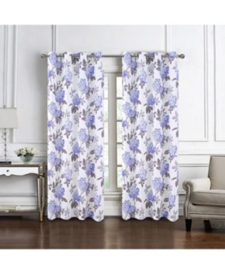 100% Polyester 200 GSM Hydrangea Printed Blackout Grommet Curtain Panel.