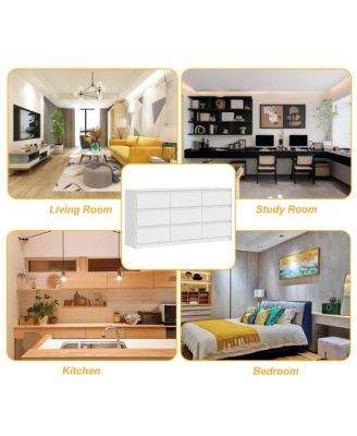 9 Drawer Dresser for Bedroom with Deep Drawers,Dressers and Chest of Drawers Handle Free for Closet Living Room
