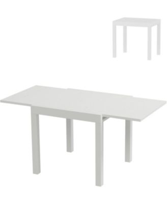 Expandable Patio Dining Table- 31-63in Aluminum Frame with Wood Pattern for 4-6 People
