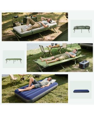 Multifunctional Folding Camping Cots for Adults, Elevated Tent with Sleeping Bag, Thick Air Mattress Pad, Portable Single Sleeping Cot Camping Bed