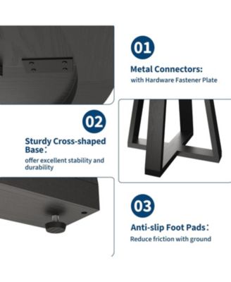 Round Dining Table for 4-6 People, Circle Kitchen Table with Cross Base, Farmhouse Wood Dinner Table for Apartment