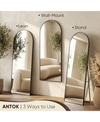 Full Length Mirror,Floor Mirror, Arch Floor Standing Mirror Freestanding Arch Full Body with Stand for Bedroom, Hanging Mounted