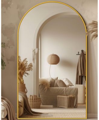 Full Length Mirror, 81"x41" Floor Mirror, Arch Floor Standing Mirror Freestanding Arch Full Body with Stand for Bedroom, Hanging Mounted for Living Room Cloakroom, Black
