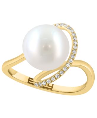 Effy Collection Freshwater Pearl 95mm Diamond 110 ct tw Ring in 14k White Gold - Yellow Gold 4101$