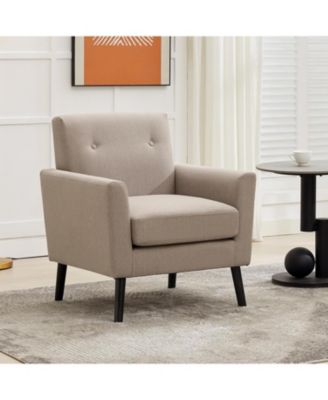 Accent Chair for Living Room,Mid Century Modern Armchair with Wood Legs and Thicker Seat Cushion,Upholstered Reading Single Sofa Chairs