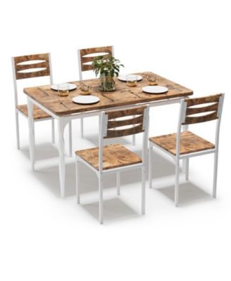 5-Piece 4-Person Farmhouse Style Dining Table Set