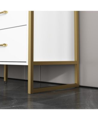 Wood 9 Big Drawers Dresser with Metal Frame Legs