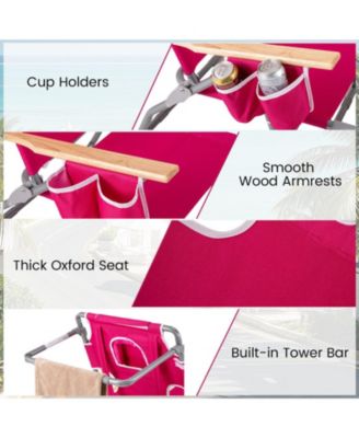 3-in-1 Folding Beach Chair with Footrest and Lay-Flat Position 26 in Wide