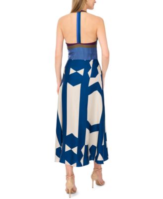 vince camuto printed halter fit & flare dress Women's No Better Time Burgundy Ribbed Knit Sweater Mini Dress | Size: L main image 0