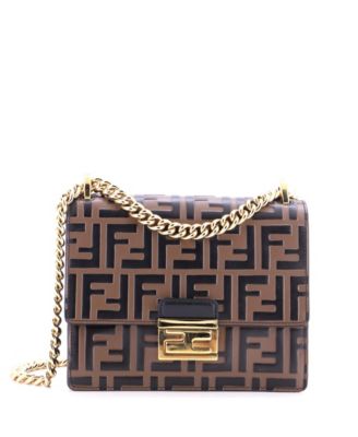 Small Kan U Shoulder Bag Zucca Embossed Leather