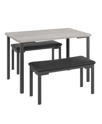 4-Person 3-Piece Dining Set with 2 Upholstered Benches