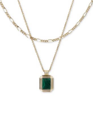 Temple Green Set Gold-Plated Layered Necklace