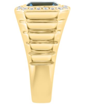 London Blue Topaz (3-1/2 ct. t.w.) and White Zircon (1-5/8 ct. t.w.) Ring in Gold Over Silver