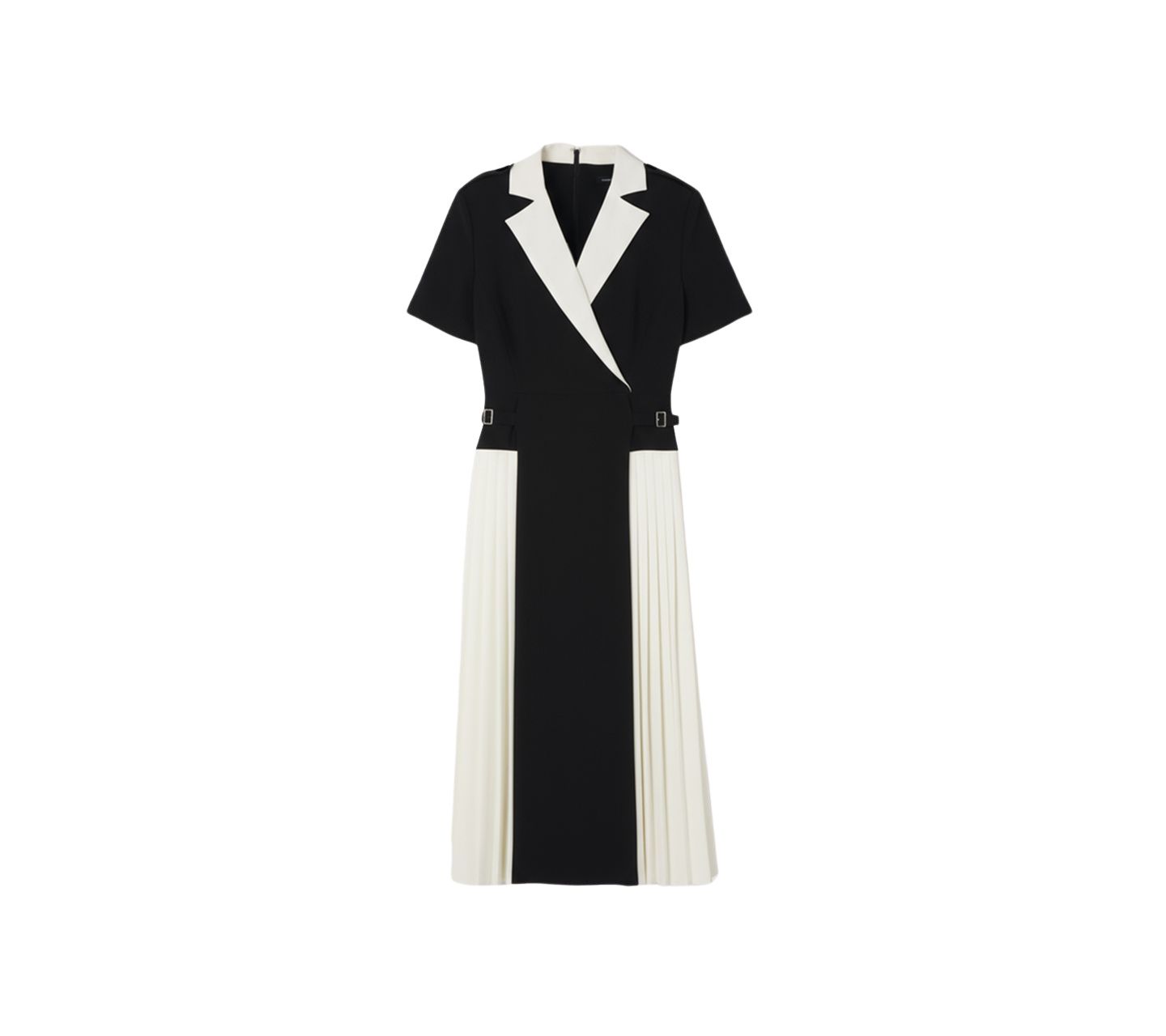 Женское платье Karen Millen Tailored Crepe Pleated Midi Shirt Dress, цвет: Mono — фото 4