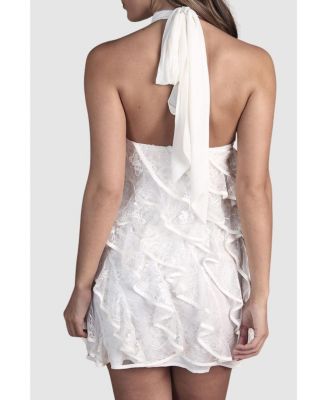 Women's Lace Frill Mini Bridal Dress