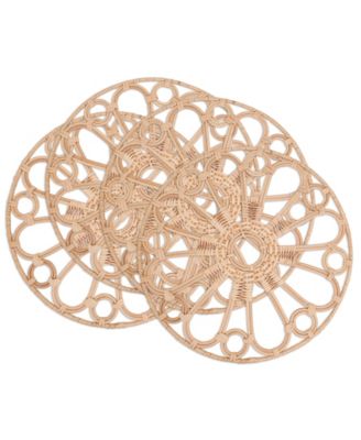 Woven Rattan Round Placemats, Set of 4