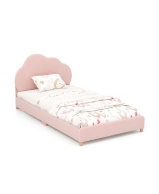 Twin Bed Frame with Height-Adjustable Headboard and Sturdy Wooden Slats
