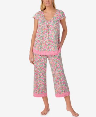 Women's Scoop Neck Top and Cropped Pajama Pants, 2-Piece Set