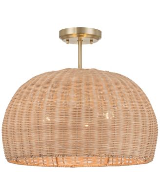  Fitzwilliam  Brass and Wicker 3-Light Ceiling Light