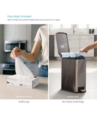 8 Gallon and 3 Gallon Slim Stainless Steel Trash Can Combo Set with Step Pedals and Soft Close Lids