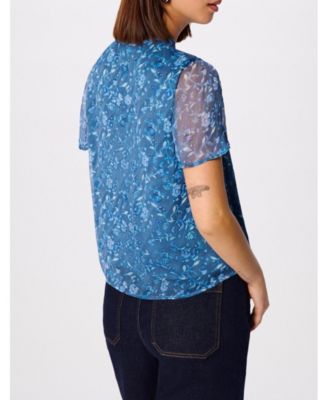 Women's Ditsy Floral V Neck-Blouse