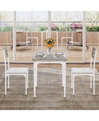 Dining Table Set for 2, Dining Table and Chairs Set of 2, 3 Piece Dining Table Set with Spiral Table Legs for Small Spaces Kitchen Apartment