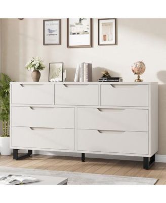 7 Dresser for Bedroom, Wide Dresser, Freestanding Horizontal Drawer with Storage