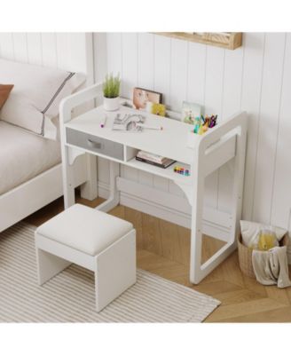 Desk and Chair Set- Wooden Writing Table with Storage Drawers and Pen Holder-  Study Desk for Kids