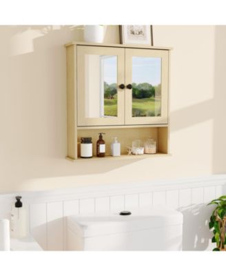 Mirrored Bathroom Wall Cabinet with Adjustable Shelf, 22.2 x 5.1 x 23 in Over Toilet Storage Organizer for Bathroom Spaces