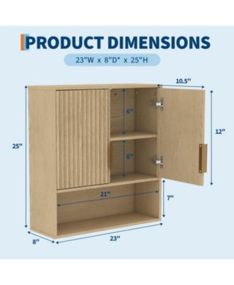 Farmhouse Wall Cabinet with Barn Doors, Adjustable Shelf and Drawer, 25 x 23 x 8 in Storage Organizer for Bath and Laundry