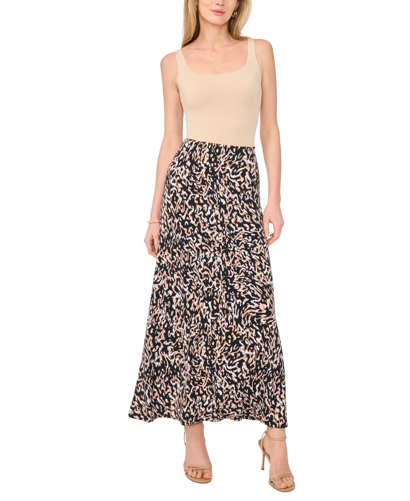 Женская юбка Vince Camuto Printed Pull-On Midi, цвет: Насыщенный чёрный — фото 2