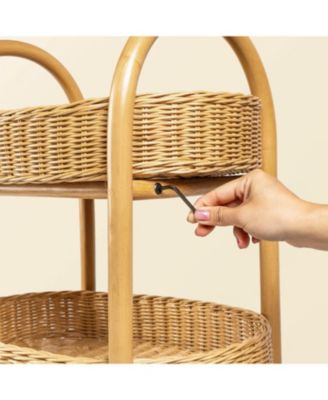 Con Handcrafted Rattan Craft Utility Cart Trolley - Wicker