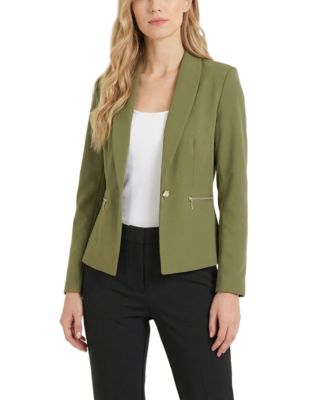 Petite Cropped Long-Sleeve Crepe Jacket