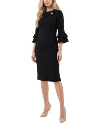 Petite 3/4-Sleeve Shawl Collar Dress