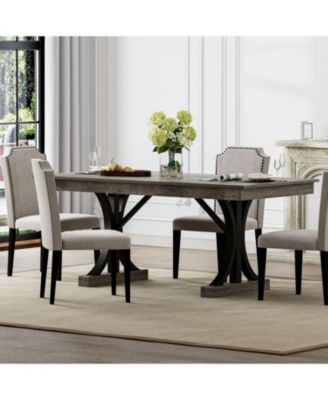 71" Wooden Kitchen Table with Two Drawers, Large Dining Table for 6-8 Large Tabletop and Sturdy Frame, Rectangular Dining Table