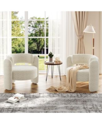 Chenille Accent Chair Mid-Century Upholstered Living Room Chair Cozy Round Armrest Chair with Back Round Corner Side Sitting Lounge Armchair