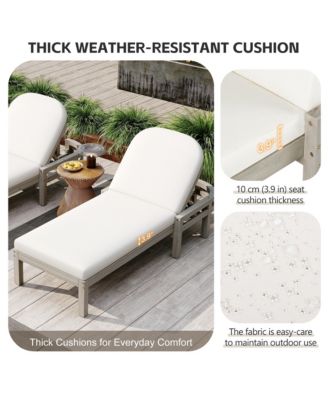 Patio Acacia Wood Reclining Chaise Lounge - Adjustable 5-Gear Backrest and Comfort Cushioned Seat, Outdoor Furniture for Deck and Lawn