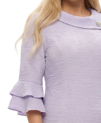 Plus Size 3/4-Sleeve Shawl Collar Dress